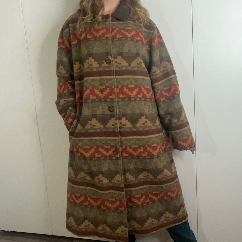 Vintage Woolrich Navajo blanket duster coat